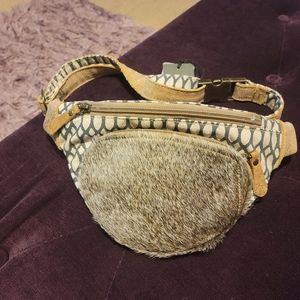 Myra Bag Brown & Beige Faux Fur Fanny Pack